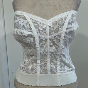 Vintage Wynette By Valmont IGLWU Corset Bustier White Floral Lace Strapless
